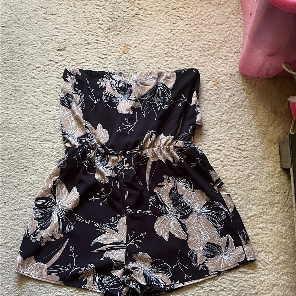 Floral Strapless Romper